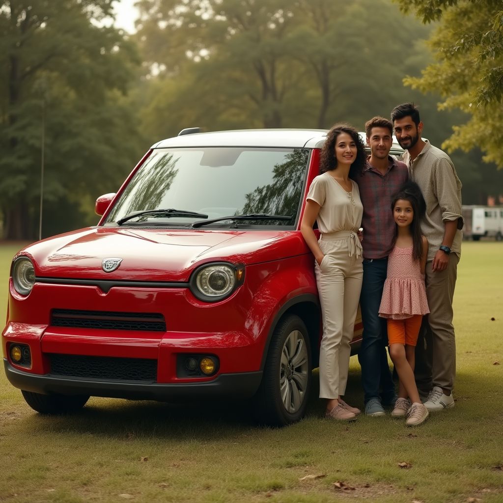 Familia con su nuevo SUV eléctrico