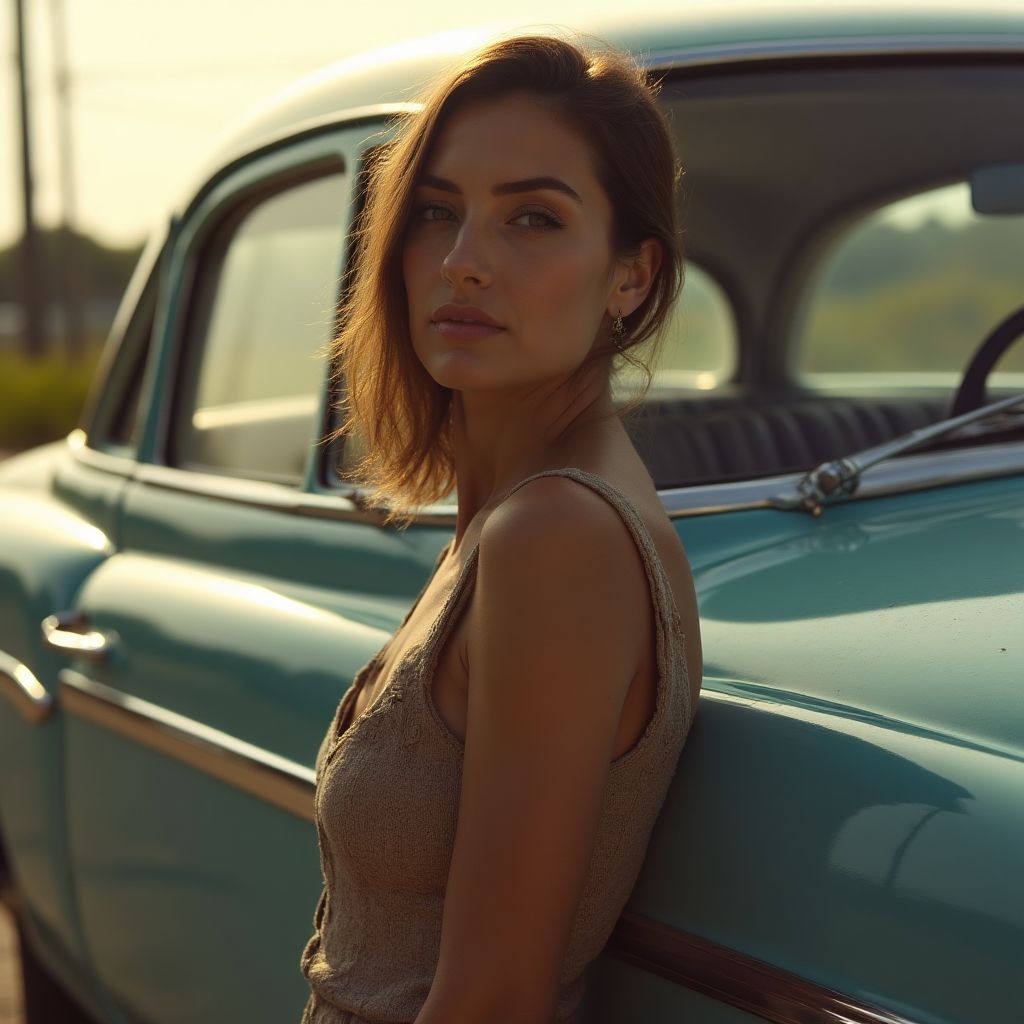 Empresaria con auto eléctrico